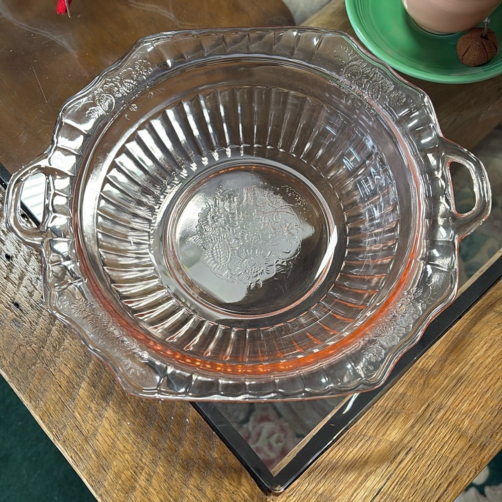 Pink Mayfair Depression Glass Vegetables Bowl